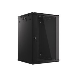 Lanberg 19" Wall-Mount Rack Cabinet 18U/600x600 V2 Black, Glass Door (Flat-Pack)