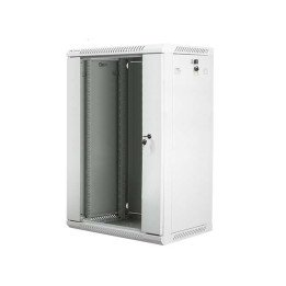 Lanberg 19" 18U 600x450 Wall-Mount Rack Cabinet, Glass Door, Grey (Flat-Pack V2)