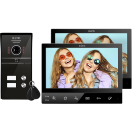 Eura VDP-80C5 video domofons divām ģimenēm melns ar āra paneli