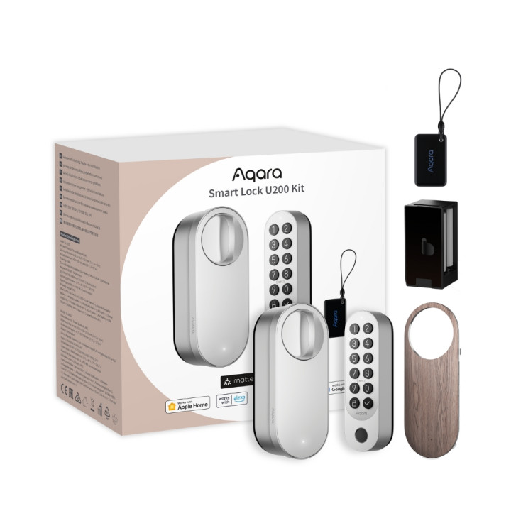 Aqara EL-D02DS viedā slēdzene U200 komplekts Sudrabs ar HomeKit, Bluetooth, balss vadību
