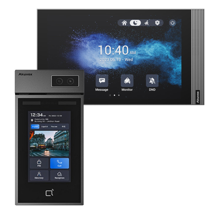 Akuvox S535 āra panelis + S563W monitora video durvju zvana komplekts Wi-Fi Android PoE