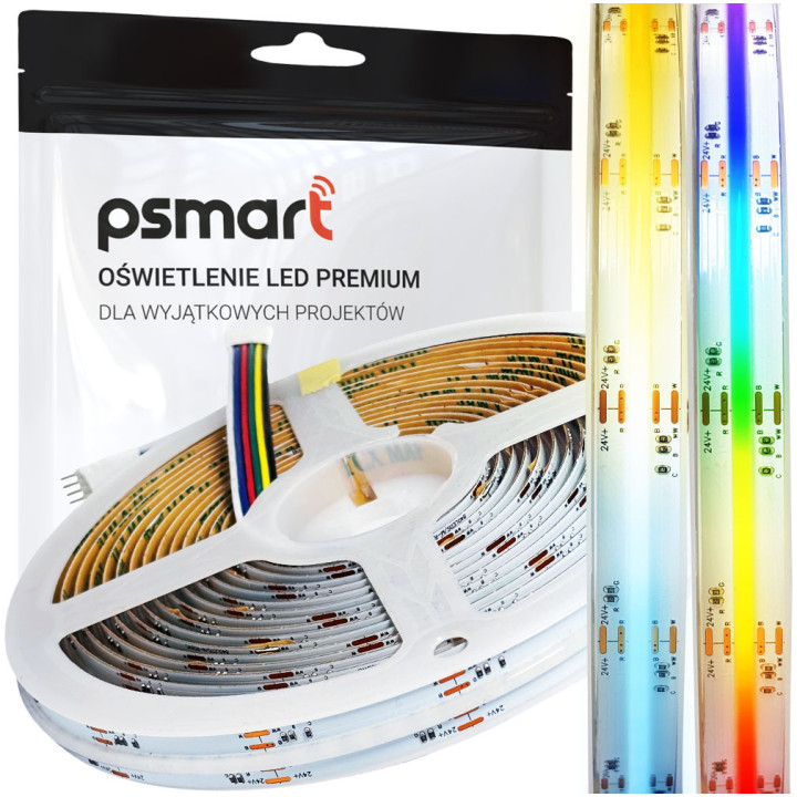 PSMART LED sloksnes gaisma COB 24V RGB+CCT | IP20 | 12 mm | 840 LED/m | 5 m