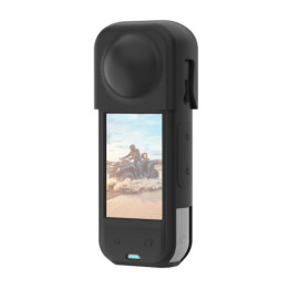 PULUZ silikona aizsargmaciņš ar objektīva vāciņu priekš Insta360 X5 (melns)