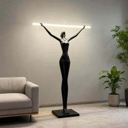 Immax SILUETTE Linea 180 cm – Designer LED SMART 16W stāvlampa, lampa, stikla šķiedra, melna