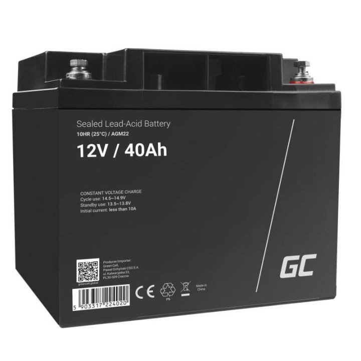 12V 40Ah AGM svina-skābes akumulators rezerves energijai