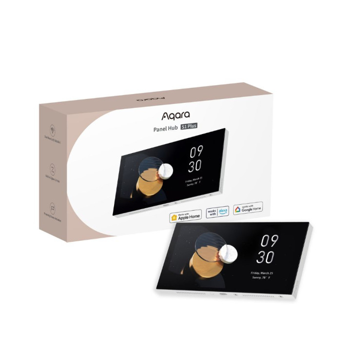 Aqara S1 Plus Panel Hub EU – viedais sienas slēdzis ar Zigbee/Wi-Fi centrmezglu, 2 kanāli, 8A, skārienvadība, Matter saderīgs