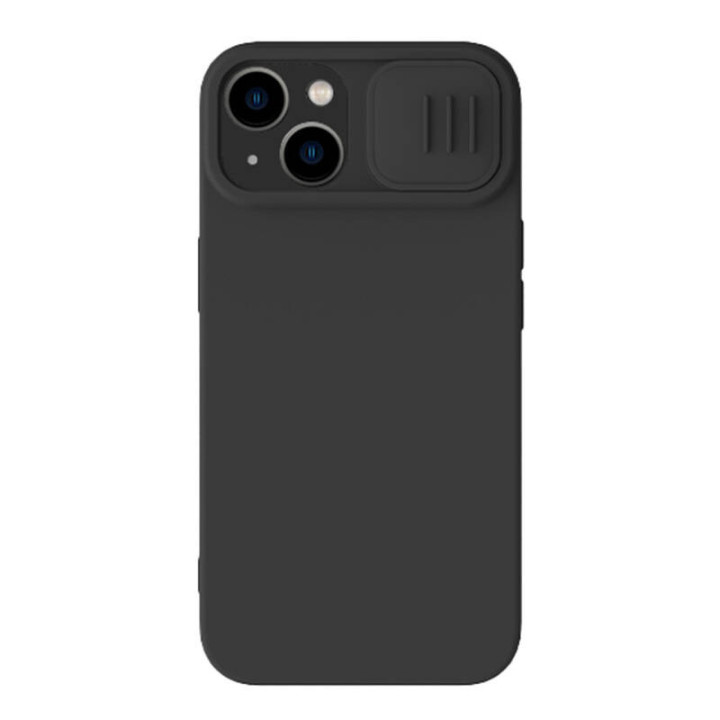 Nillkin CamShield zīdains silikona futrālis iPhone 15 Plus (melns)