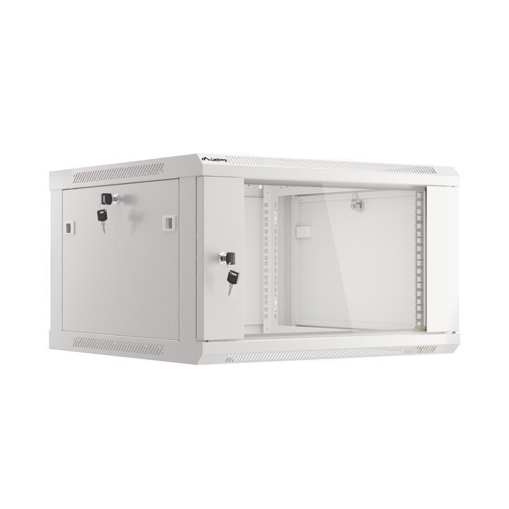 Lanberg 19" Wall-Mount Rack Cabinet 6U/600x600 V2 Grey, Glass Door (Flat-Pack)