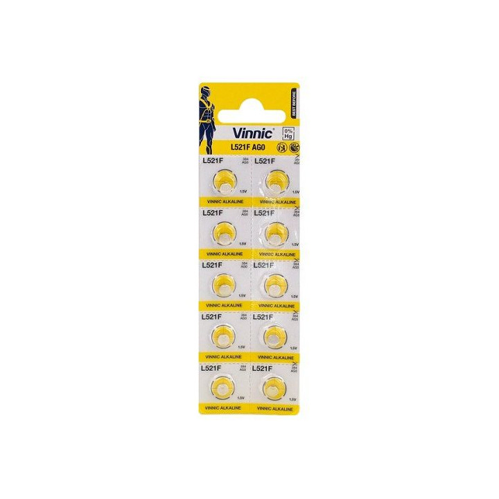 Vinnic L521F AG0 1.5V 7mAh sārma akumulatori 10 gab.