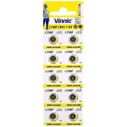 Vinnic L736F / AG3 / LR41 / 192 / V3GA 1.5V 43mAh Alkaline pulksteņa baterijas 10 gab.