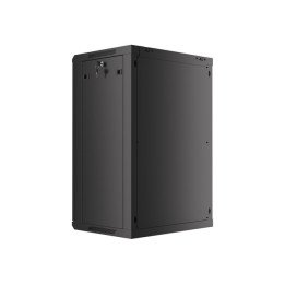 Lanberg 19" Wall-Mount Rack Cabinet 18U/600x450 V2 Black, Glass Door (Flat-Pack)