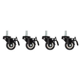Lanberg AK-1601-B Set of 4 Threaded Caster Wheels with Brake for Wall-Mounted Cabinets