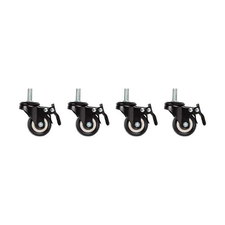 Lanberg AK-1601-B Set of 4 Threaded Caster Wheels with Brake for Wall-Mounted Cabinets