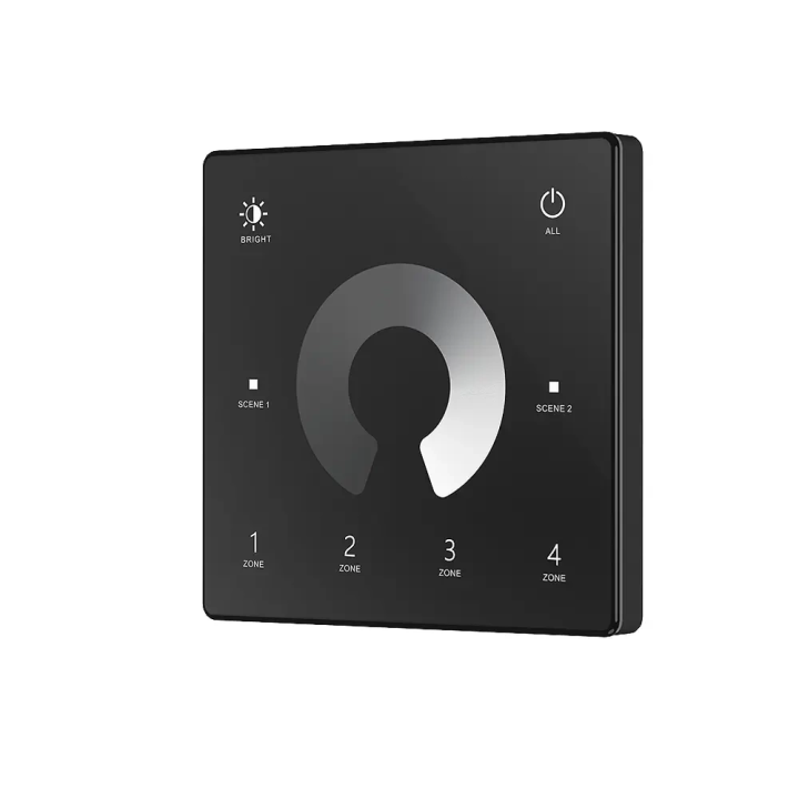 Mono tālvadības pults reostata panelis melns pie sienas stiprināms 4 zonu LED RF2.4GHz SD sērija