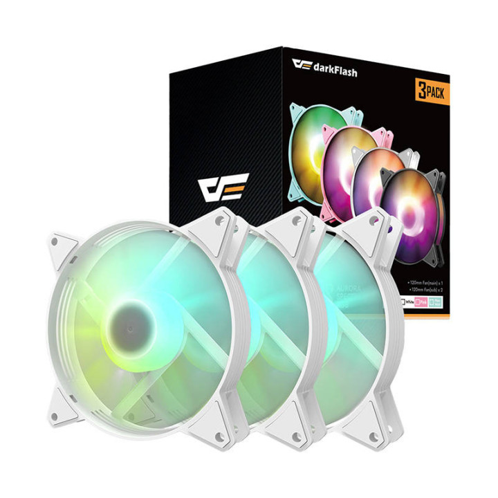 Datora ventilatoru komplekts ARGB Darkflash C6 3in1 120x120 (balts)