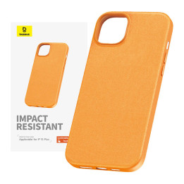 Tālruņa maciņš iPhone 15 Plus Baseus Fauxther Series (oranžs)