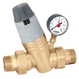 Caleffi 535061 Spiediena regulators ar nomaināmu kārtridžu, manometru un iestatījuma indikatoru 1"