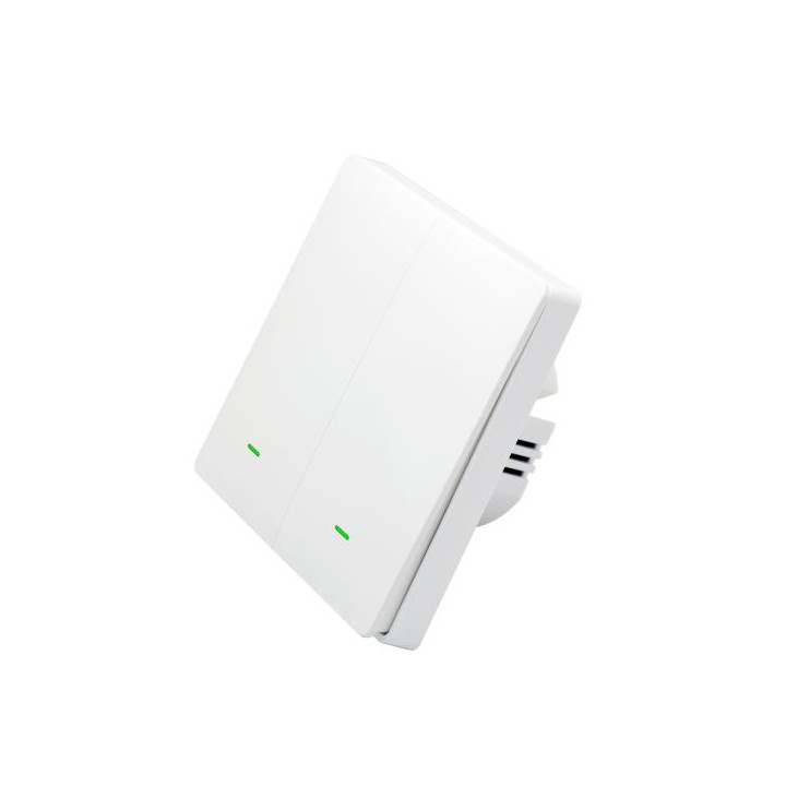 SmartWise B62 UNI Wi-Fi + eWeLink-Remote, 2 grupu viedais sienas slēdzis, universāls vads, fiziska spiedpoga, balta