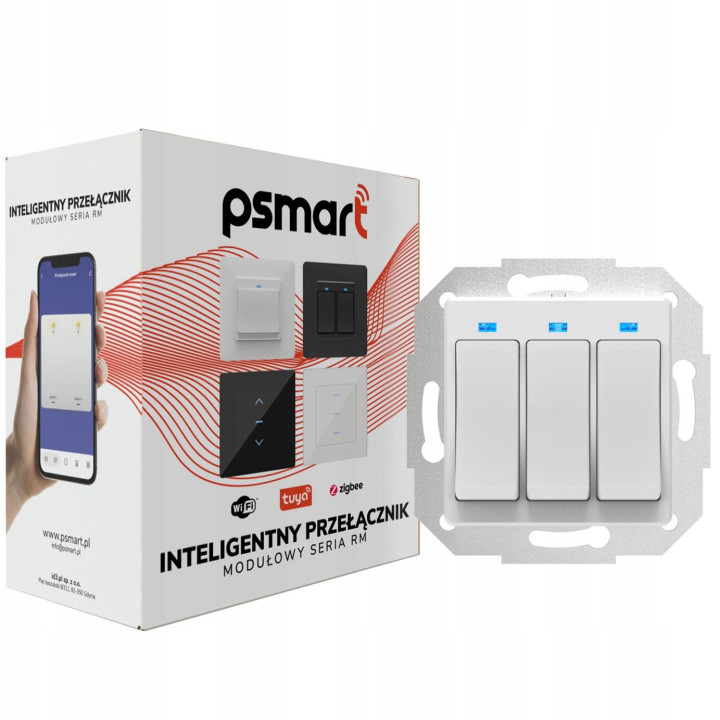 PSMART Switch 3 ķēdes plastmasas RM B WiFi TUYA
