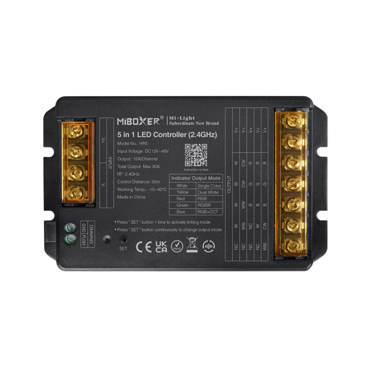 Kontrolieris 5in1 RGB+CCT 12-48V 30A 2.4G HR5
