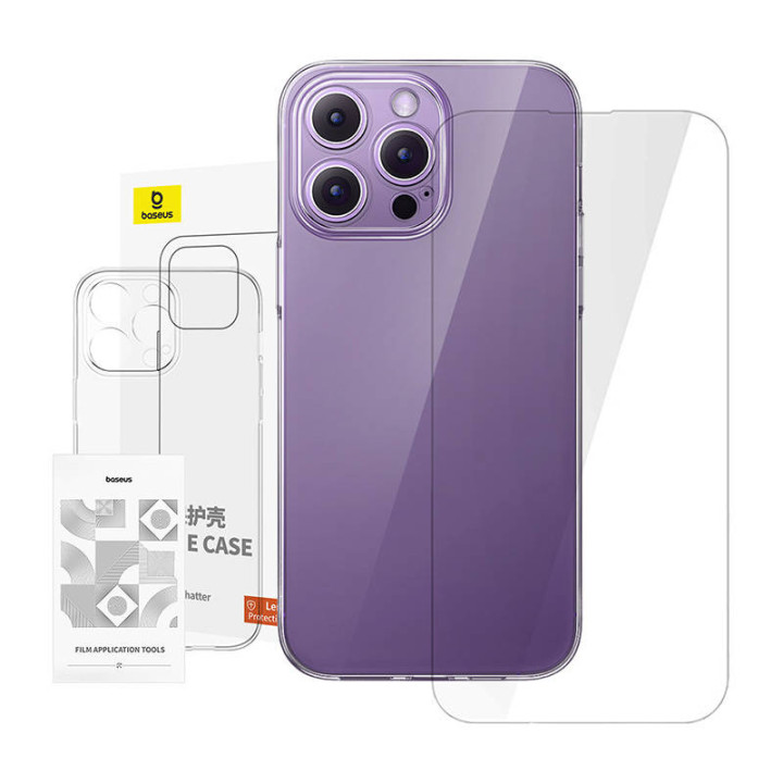 Прозрачный чехол Baseus iPhone 14 Pro Max+ из закаленного стекла