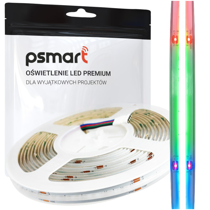 PSMART Taśma LED COB 24V RGB 14W IP20 10mm 576led/m 5m