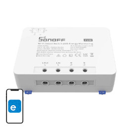 Sonoff POWR3 lieljaudas (25A / 5500W) WiFi viedais releja slēdzis, ar jaudas mērītāju un pārslodzes aizsardzību