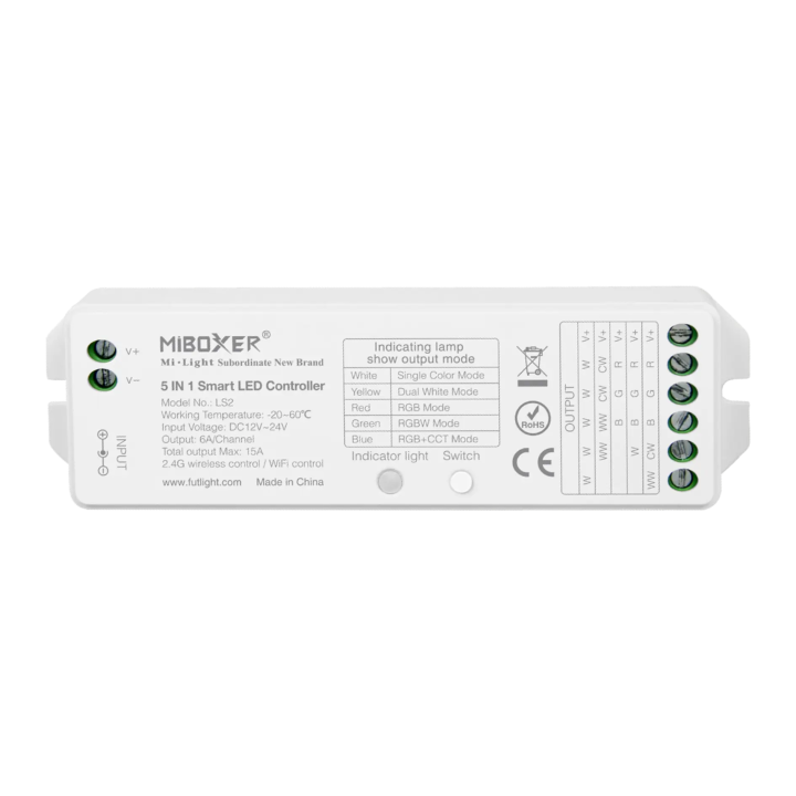 LED kontrolieris RGB+CCT 12-24VDC 5in1 LS2