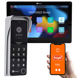 Genway F-S9V13-2W-C 2 vadu video durvju zvana komplekts ar 7 collu skārienekrāna monitoru, WiFi, Tuya