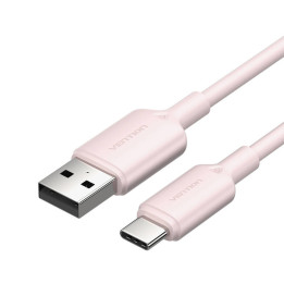 Кабель USB 2.0 A — USB-C 3A Vention CTQPF 1M (розовый)