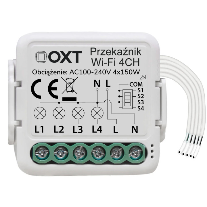 OXT mini releja modulis 4 ķēdes WiFi TUYA
