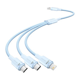 USB 2.0 A līdz 3in1 3A kabelis Vention CTPLG 1.5M (zils)