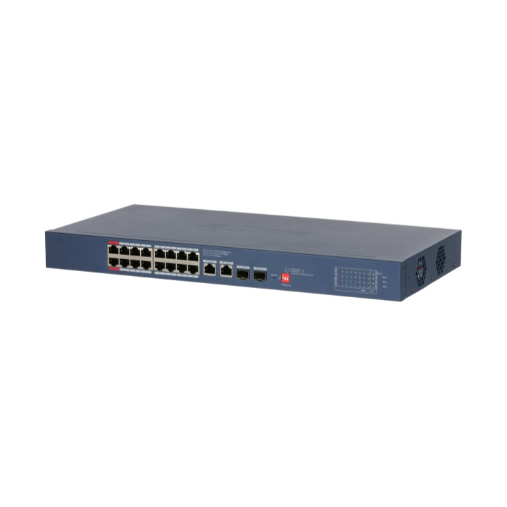 ПЕРЕКЛЮЧАТЕЛЬ POE CS4220-16GT-190 16 PRIEVADŲ + 2X UPLINK + 2X SFP DAHUA