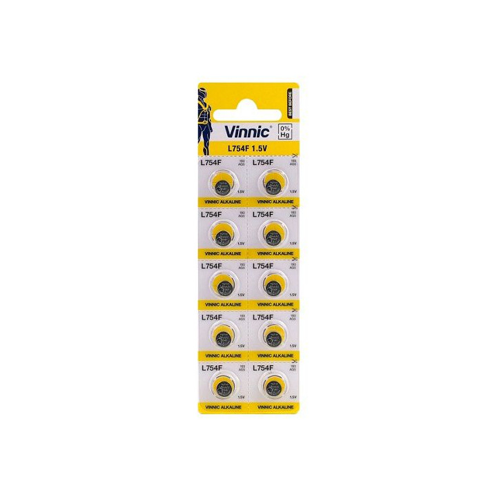 Vinnic L754F / AG5 / LR48 / 193 1.5V 60mAh Alkaline pulksteņa baterijas 10 gab.