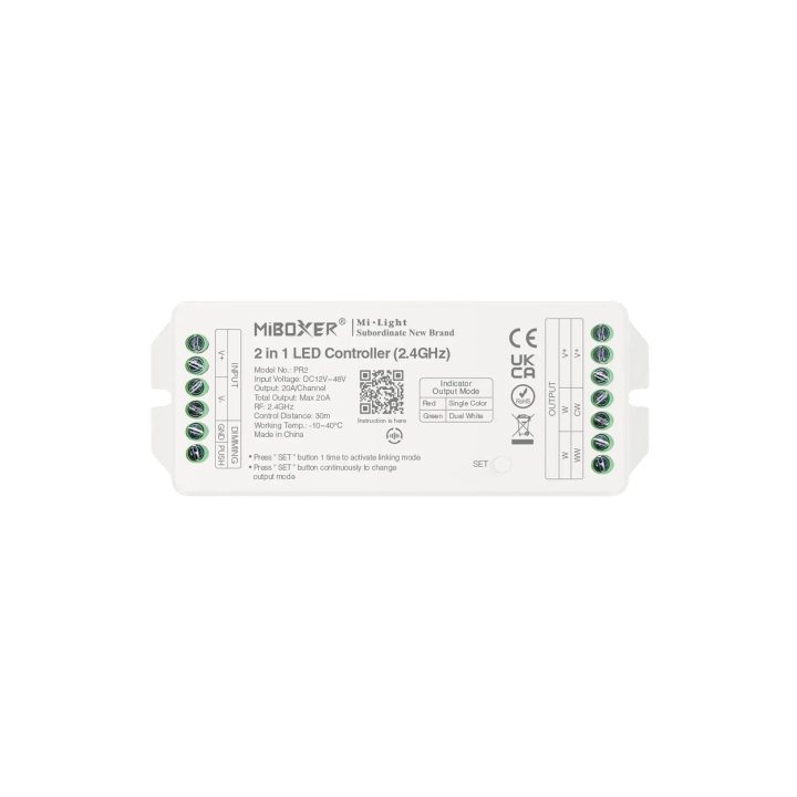 Kontrolieris 2in1 MONO/CCT, dimmer 12-48V 20A PR2