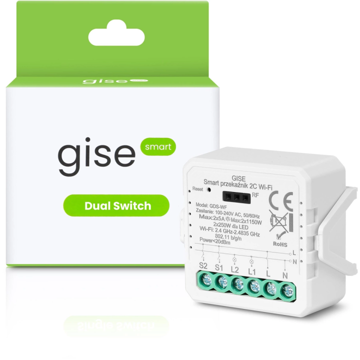 GISE Smart GDS-WF – dubultais Wi-Fi Tuya releja modulis