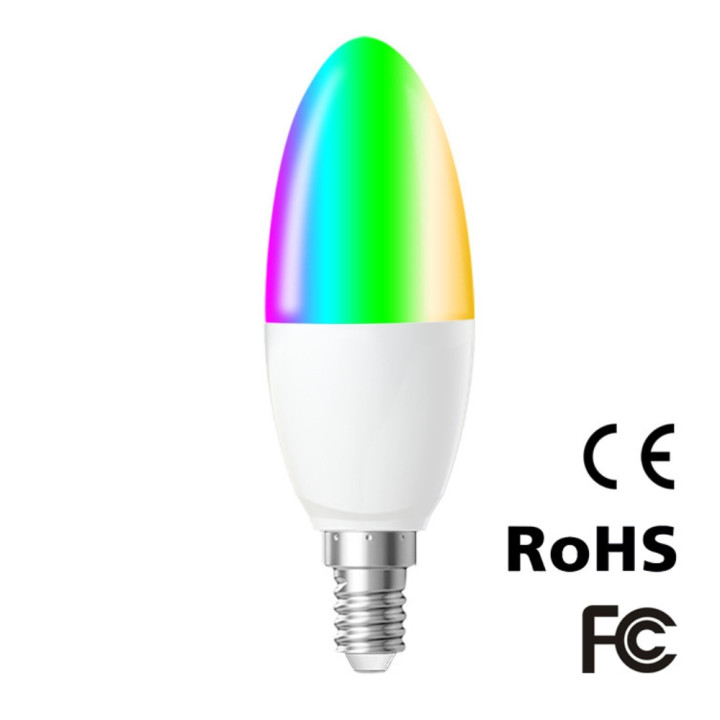 SmartWise E14 Wi-Fi + eWeLink-Remote (Bluetooth) viedā spuldze, 5W, regulējama siltā/aukstā balta + RGB krāsu gaisma