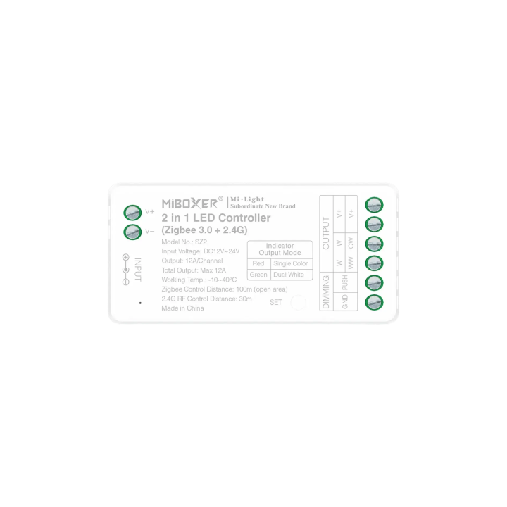 LED kontrolieris 2in1 MONO/CCT 12-24VDC 12A Zigbee 3.0 SZ2 (FUT035Z+)