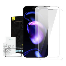 Baseus Crystal rūdīts stikls, putekļu necaurlaidīgs 0,3 mm tālrunim iPhone 14 Pro Max (2 gab.)