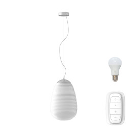 Immax NEO COCONO piekaramā lustra balts stikls 24x34cm, ieskaitot viedo avotu E27 RGBW Zigbee 3.0