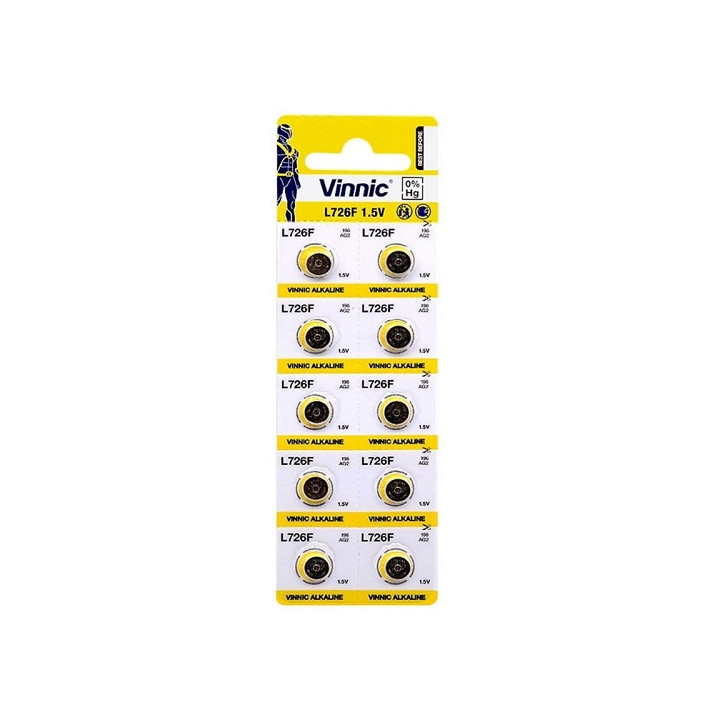 Vinnic L726F / AG2 / 196 1.5V 28mAh Alkaline pulksteņa baterijas 10 gab.