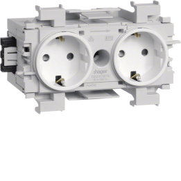 Hager GD20019016 Smart Socket-Outlet DK 2-Gang priekšējais stiprinājums