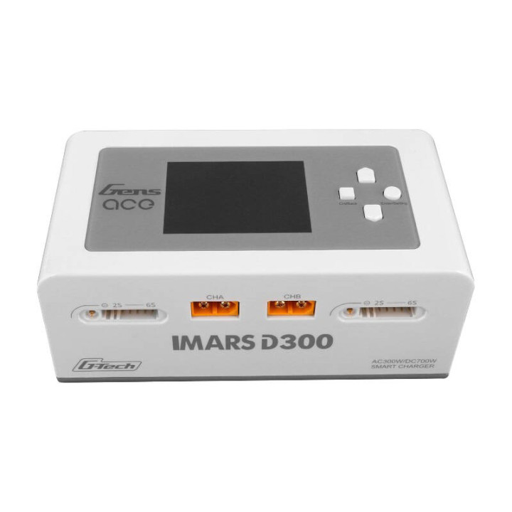 Gens Ace IMARS D300 G-Tech Channel AC/DC 300W/700W RC akumulatora lādētājs-EU White