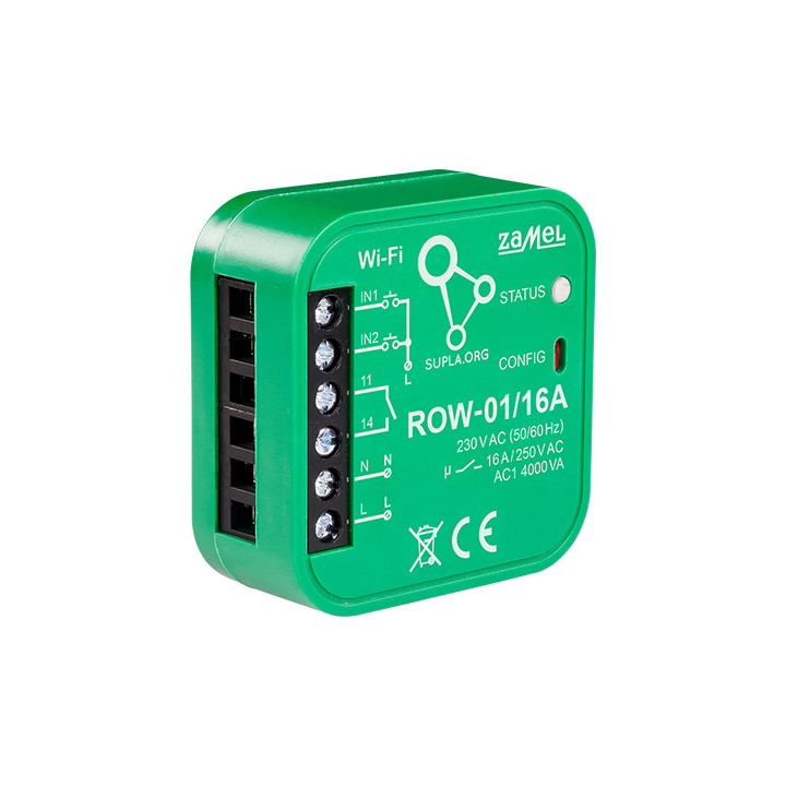 ZAMEL ROW-01/16A viedais Wi-Fi sienas slēdzis 16A 230V AC