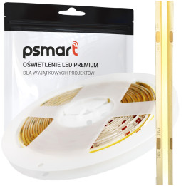 PSMART LED COB sloksne 24V WW 3000K 8mm IP65 480 LED/m 5m