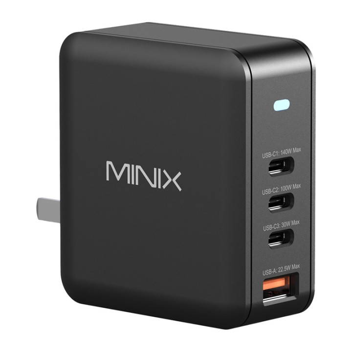 Minix P165 GaN sienas lādētājs ar 3x USB-C un 1x USB-A portiem