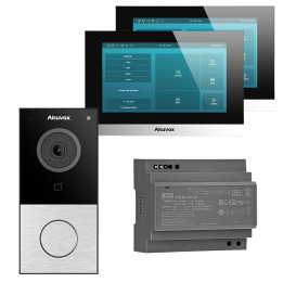 Akuvox 2 vadu video domofona komplekts: E12S-2 āra paneļa sudraba krāsa + 2x C313W-LP-2 7 collu skārienekrāna monitori