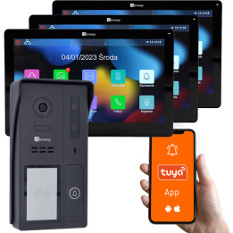 Genway KIT-F-S61-V13-3C video domofonu komplekts — 2 vadu, 3x7 collu skārienjūtīgi monitori, WiFi un Tuya Smart