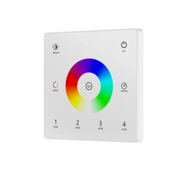 Tālvadības pults RGB/RGBW panelis, plāns balts pie sienas stiprināms 4 zonu LED RF 2,4 GHz SD sērija