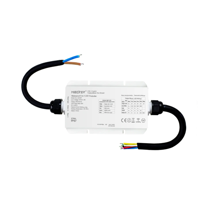 Ūdensizturīgs LED kontrolieris RGB+CCT 12-48VDC 5in1 LS2-WP